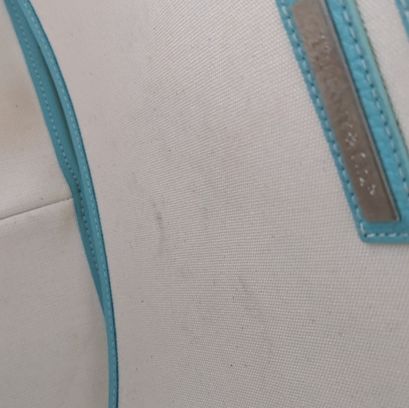 Tiffany blue and off white large leather and fabric tote with original dust bag - Picture 14 of 15
